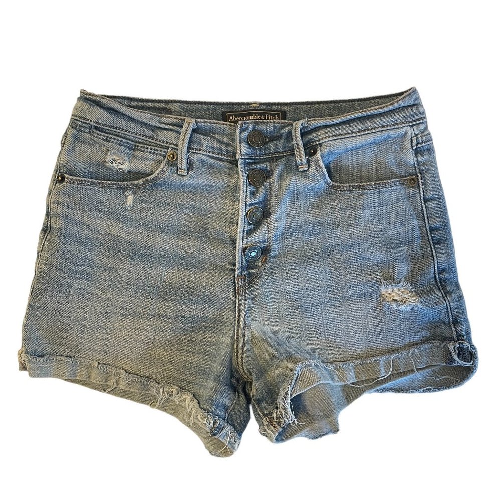 Abercrombie & Fitch Blue Denim Shorts Distressed Size 26